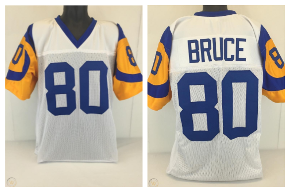 Men's Los Angeles Rams #80 Isaac Bruce St. Louis Rams Mitchell & Ness Stitched White Jersey